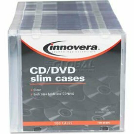INNOVERA Innovera 85800 CD/DVD Polystyrene Thin Line Storage Case, Clear, 100/Pack 85800
